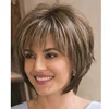 best-selling synthetic brownish black short straight hair wig for Beautiful women of North America