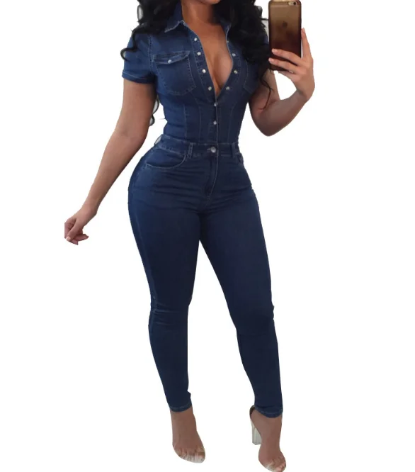 Hot Sale Skinny Womens Denim Overalls Jeans Jumpsuit - Buy Overalls ...