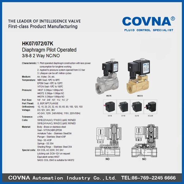 Pilot diaphragm solenoid valve