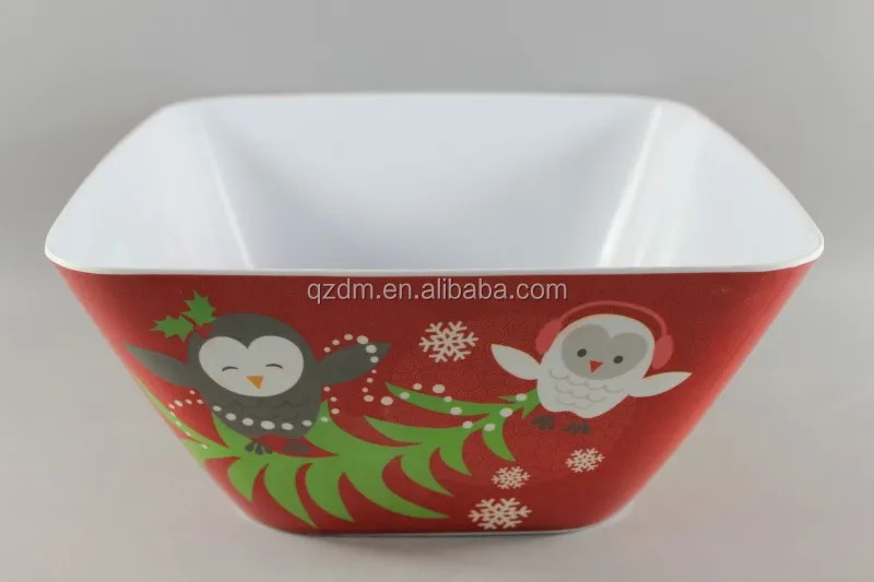 10inch Christmas Melamine Salad Bowl Square Bowl