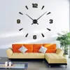 Silver Rounds Circles Number Wall Clock Mirror Wall Clock Modern Design Removable DIY Acrylic 3D mirror wall clock