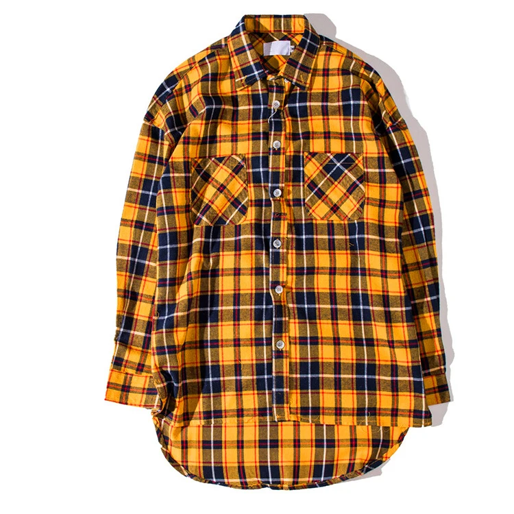 Men Yellow Plaid Button-down Cotton Checked Flannel Shirts - Buy Plaid ...