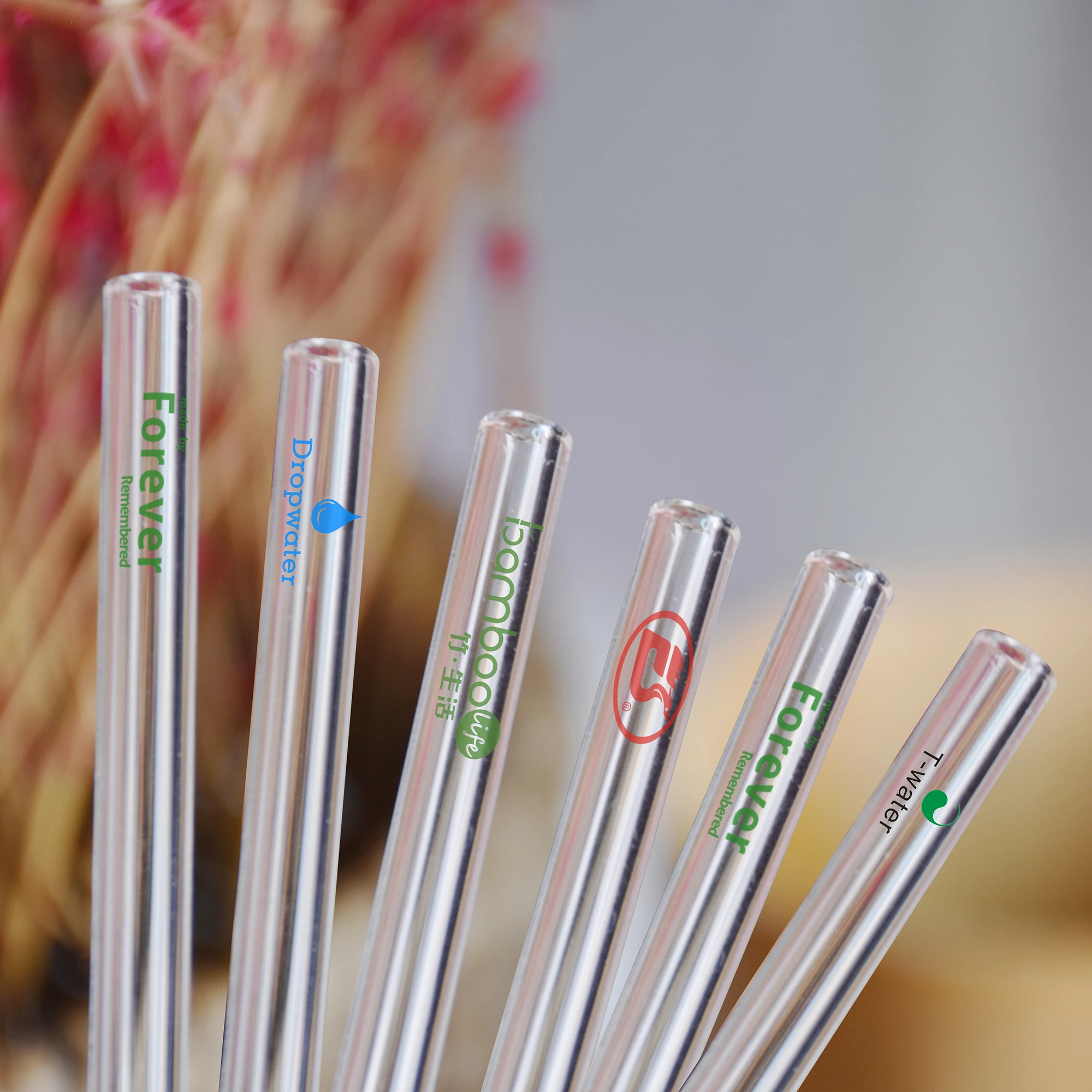 Custom Logo High Borosilicate Straw Glass Drinking Straw Pyrex Clear