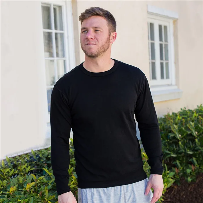 Classic Merino Wool Tshirt Blank Tees Mens Merino Wool T Shirt Crew Neck Tee Long Sleeve Shirt