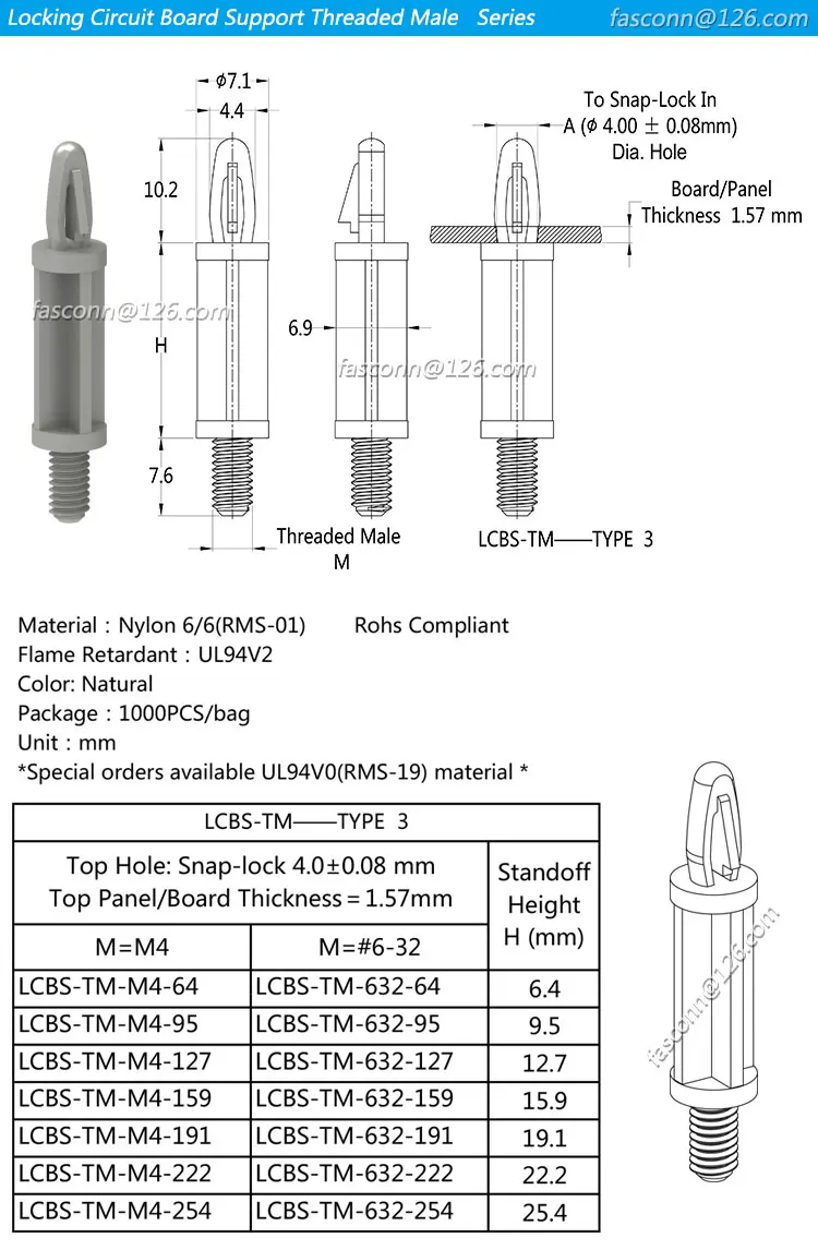 Hex Threaded Standoff Studded Circuit Board Support Male Hex Mini Support Post Lcbstm/scbsm