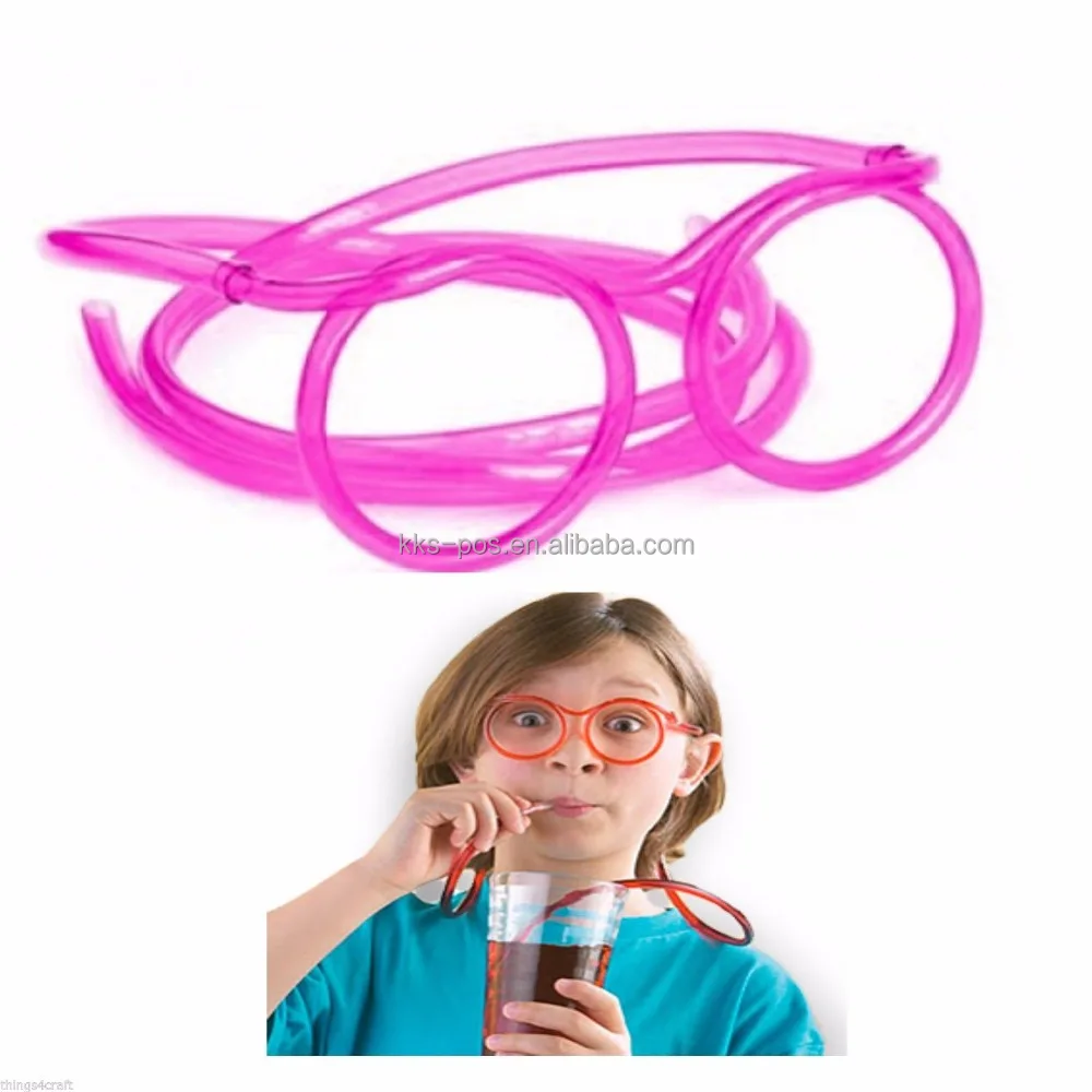 CRAZY CURLY NOVELTY CLEAR PLASTIC DRINKING STRAW GLASSES KIDS PARTY JOKE