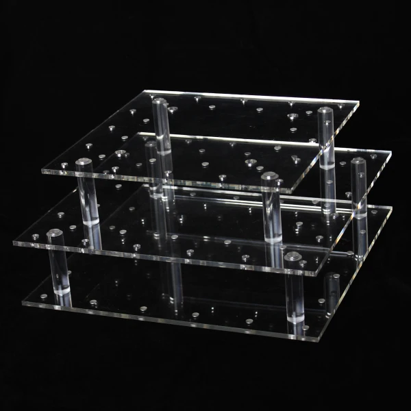 Customized 3 Tier Rectangular Display Stand Clear Acrylic Chocolate