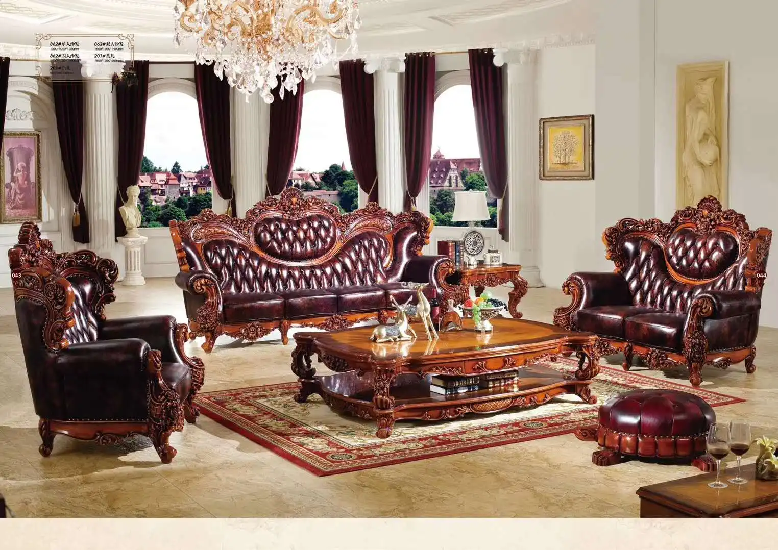 European french style wooden carved home royal sofa