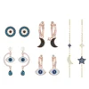 2019 SWA DUO Devil's Eye Star Moon Rose Gold Plated Fashion Women Tassel Perforated Hoop Long Earring Charm Wedding Gift