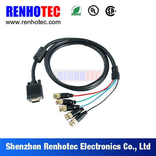 CCTV RGB VGA D SUB DB15 Pin to 5 Male BNC Coaxial Connectors Cable