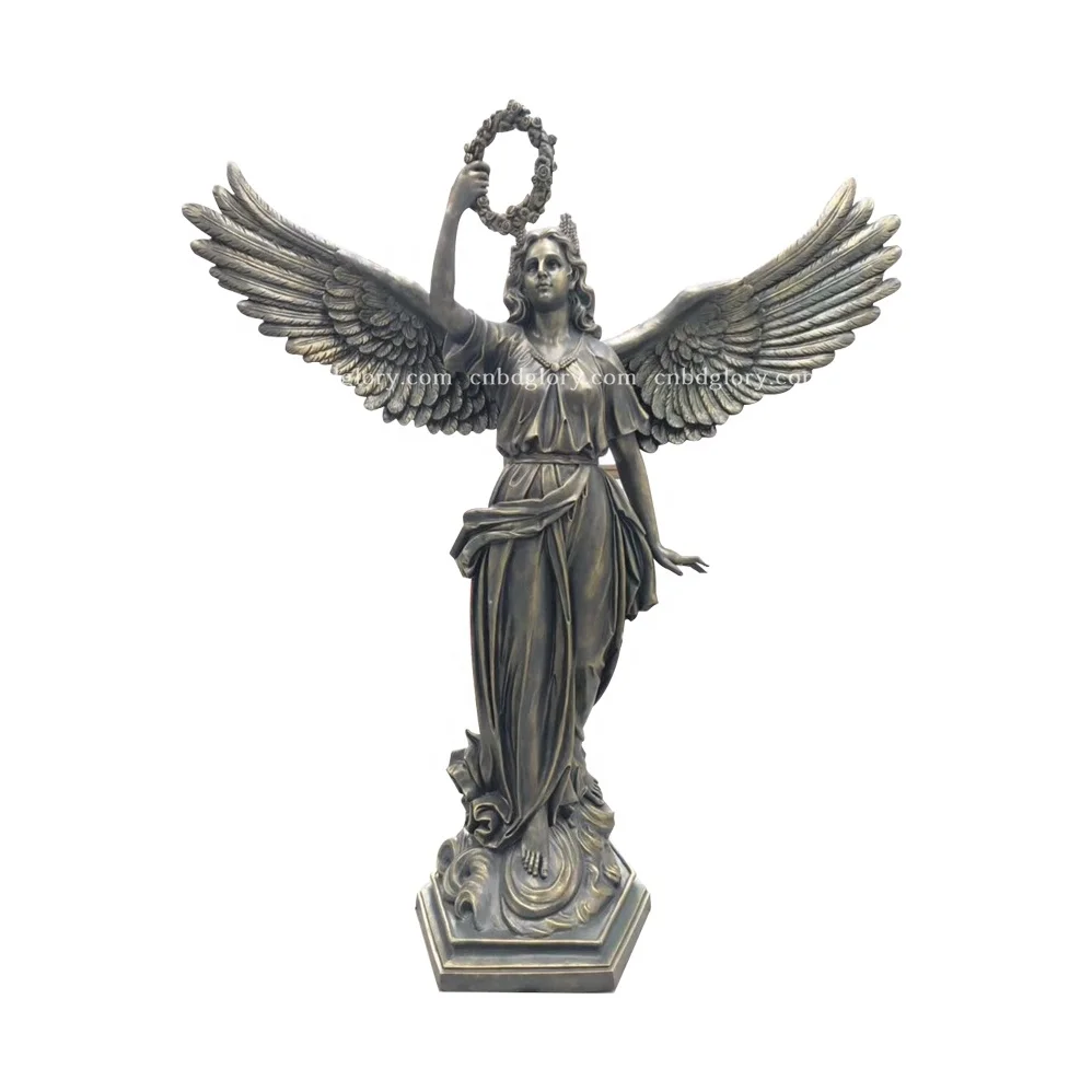 室外花园希腊天使着名的白色大理石胜利女神雕像与翼