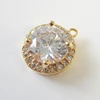 Small Gold Plated Cubic Zirconia Crystal Clear Layer Setting Pendant,Findings,Link,Bridesmaid,Wedding Jewelry(12x10MM)