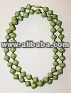 GREEN LONG PAPER BEADED NECKLACE - KENYA