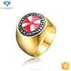 Custom wholesale men's signet Dart Board gold ring,enamel man ring