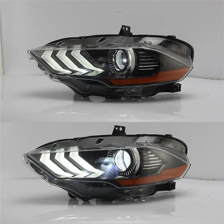 VLAND factory for Mustang Head light with full LED for mustang  Front Lamp 2017 2018 2019 with LED Sequential indicator