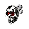 316L Surgical Stainless Steel Cracked Skull Red CZ Eyes Ear Stud