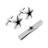cheapest star shape stamping iron antique silver plated trendy noble decorative jewelry customized tie bar and cuff link