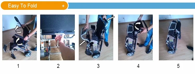 Portable Lightweight Children Travel Foldable Electric Wheelchair Black Silver Rehabilitation Therapy Supplies PU Soild Tire JBH