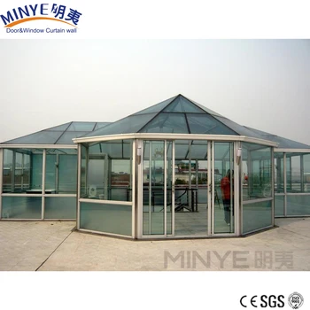 Gehard glas dak aluminium serre/veranda/glazen huis/shanghai fabriek ... Glazen dak prijzen