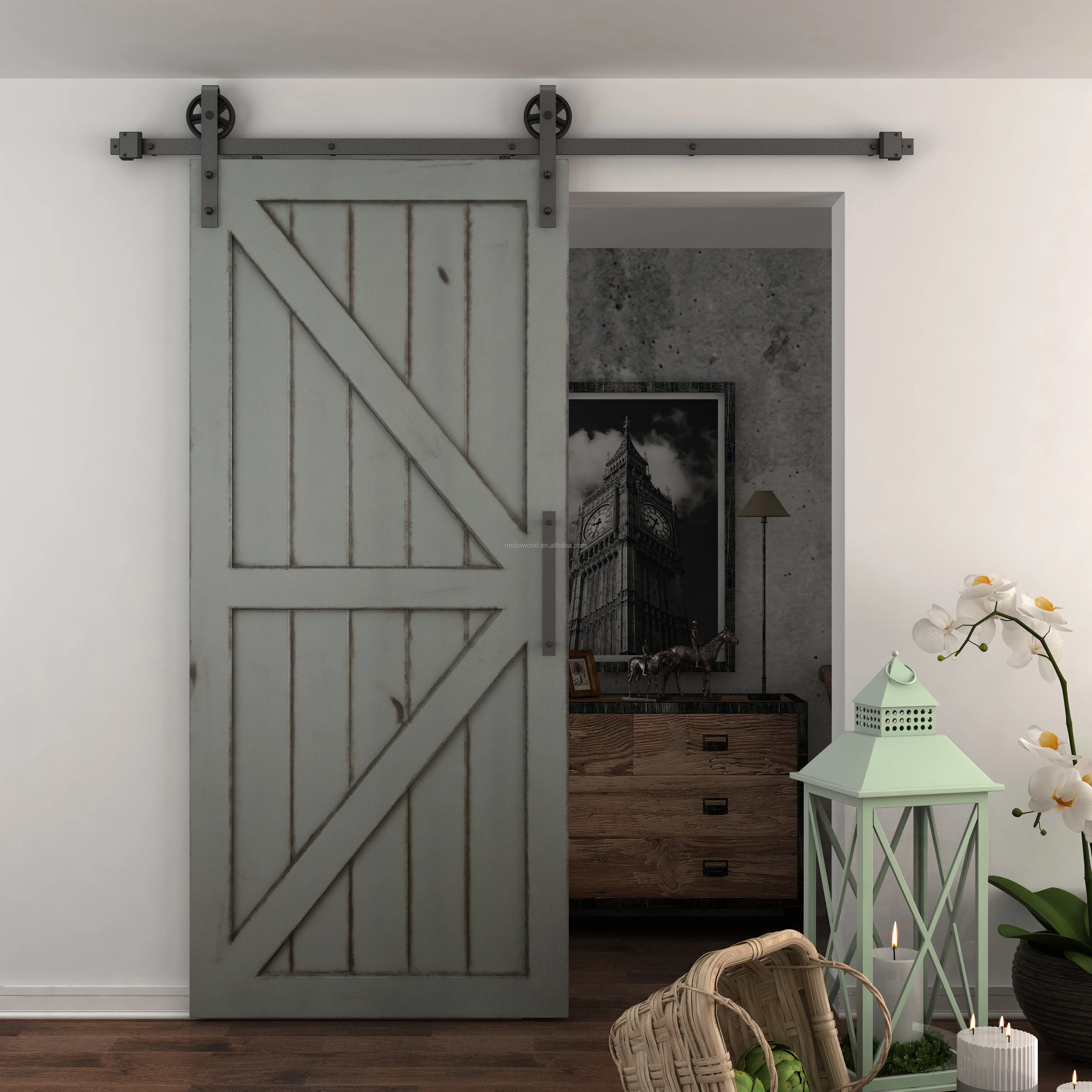 Black Barn Door Hardware System/modern Zbrace Stainable