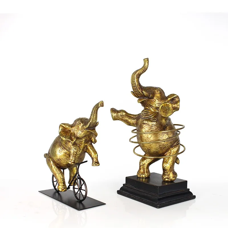 resin animal statues elephant statues dog statues elephant ride a bike dog ride a bike for home decor supplier