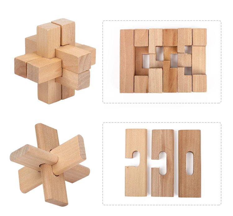 Hot seller Intelligence 3D brain teaser wooden puzzle IQ puzzle 3D puzzle