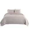 Yutong 3-Piece Reversible Quilt Set Solid Square Pattern Lightweight Super Soft Grey Full Bedspread Enzyme Washed Coverlet Set