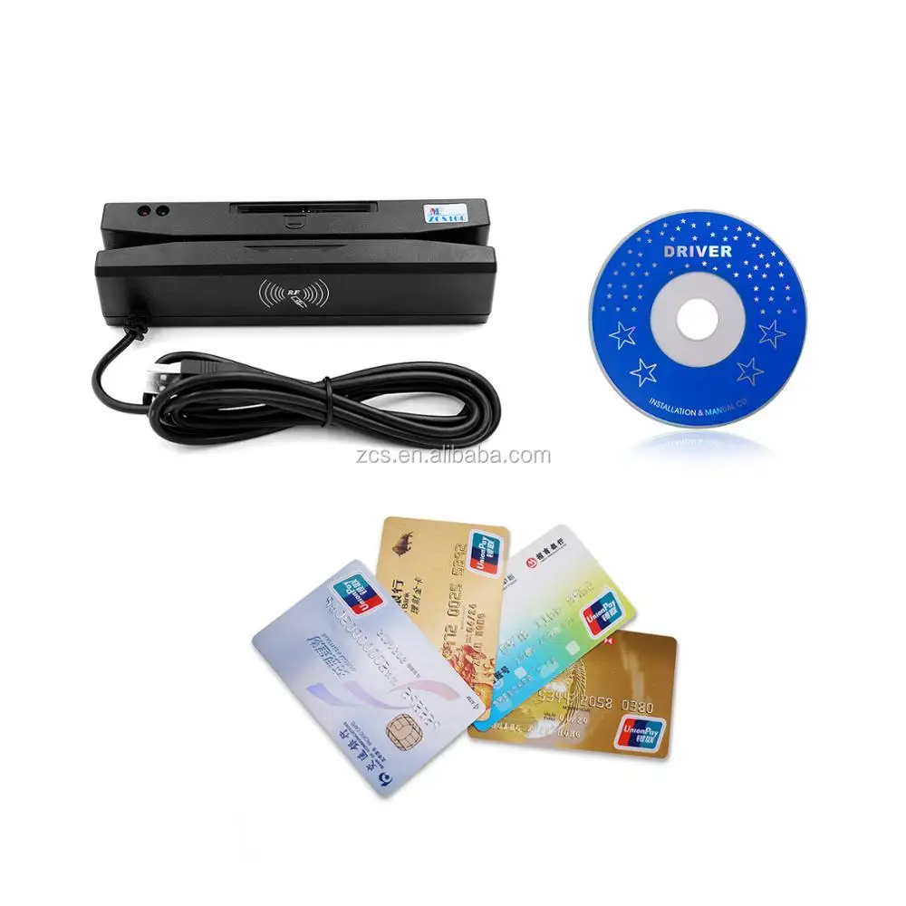 ZCS160 4-in-1 Magnetic Stripe Credit Card EMV IC Chip RFID PSAM Reader Writer