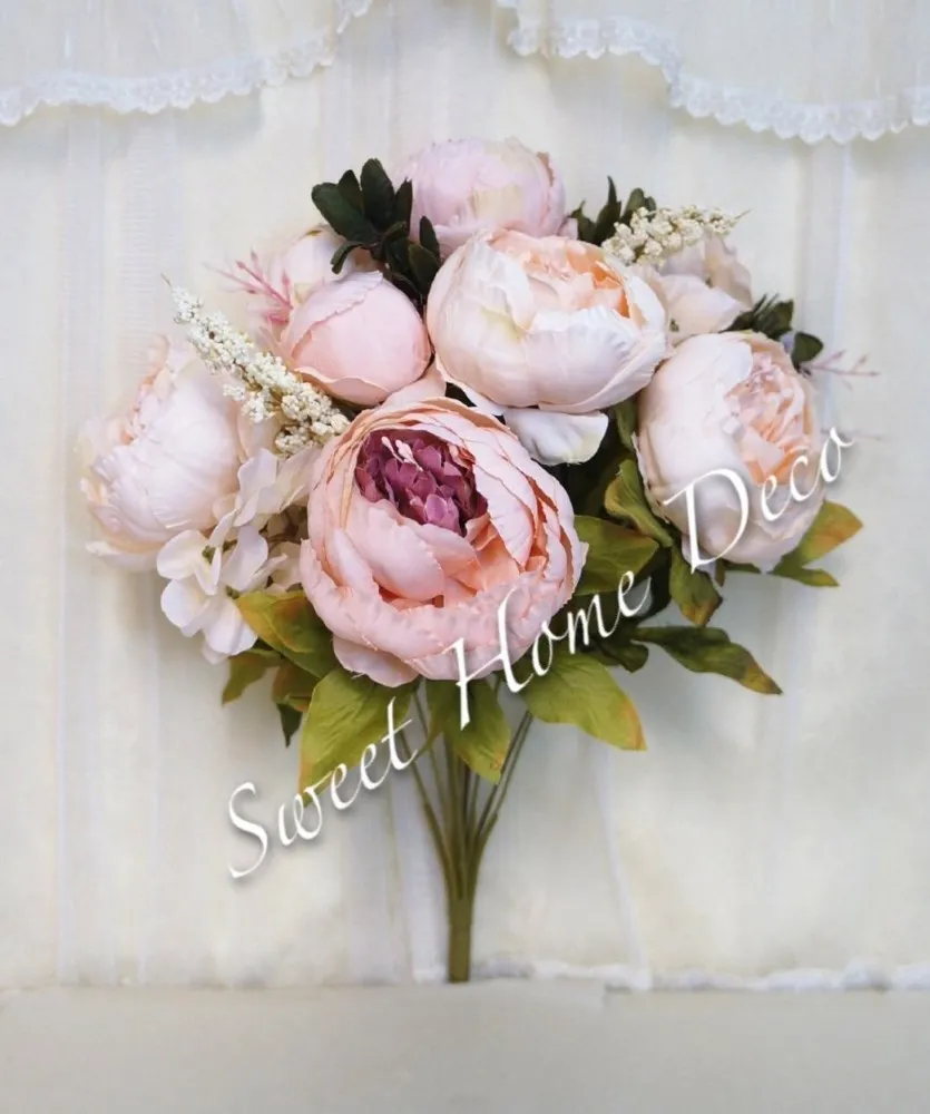 Sweet home deco 18" super zachte bloeiende hortensia's pioenrozen ...