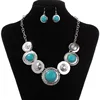 Hot sale 2016 round turquoise bead jewelry necklace and earrings set for women