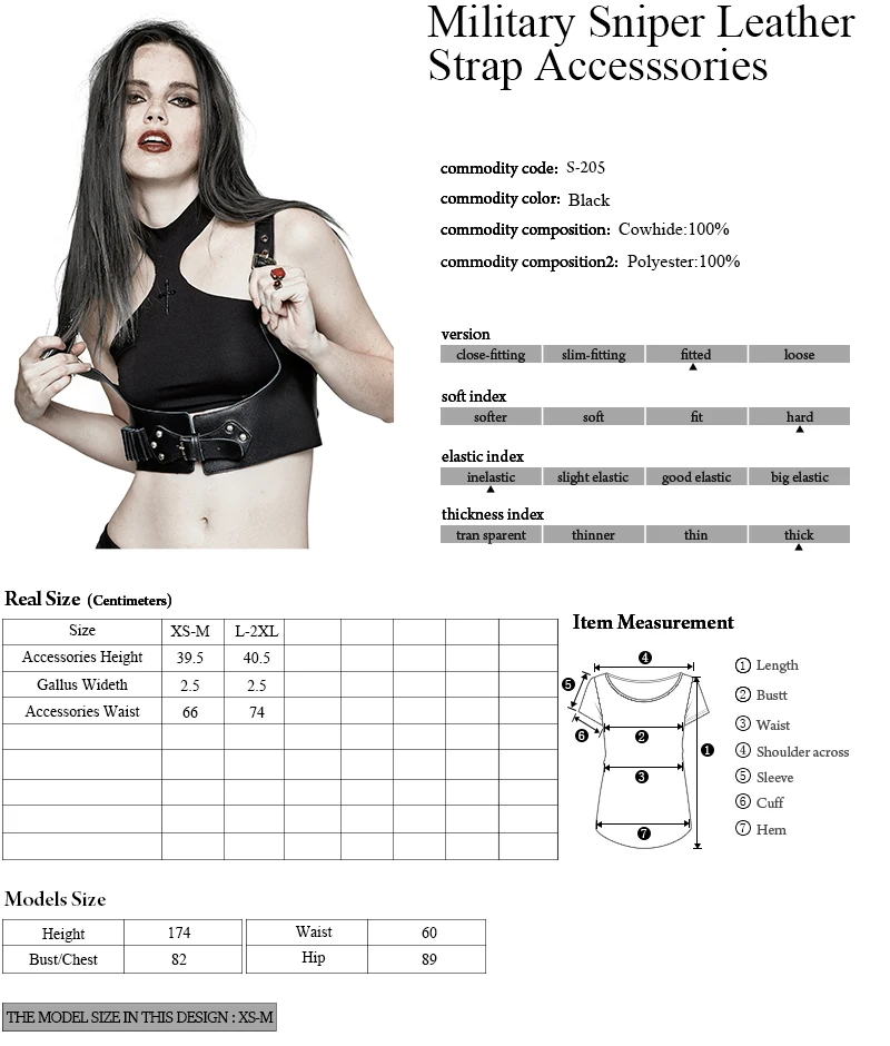 S-205 Gothic costume wear women body harness punk adjustable leather belts