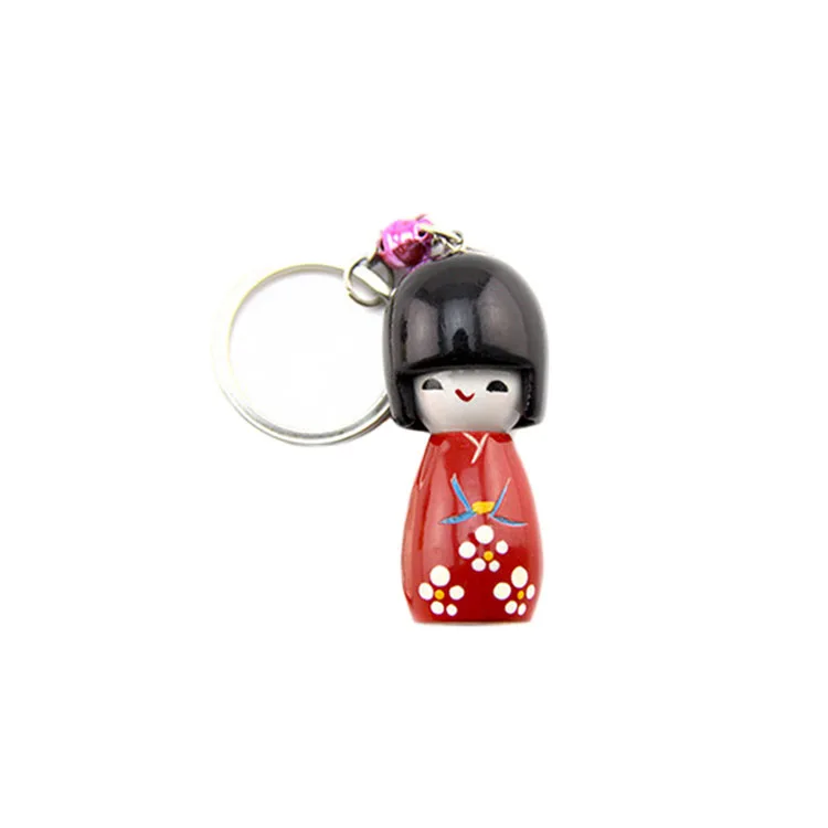 Fq Brand Wholesale Custom Wood 3d Wooden Japanese Doll Keychain Buy