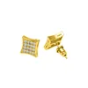 Fashion High Quality Micro Paved CZ Gold Plated Square Luxury Earring for Men Women