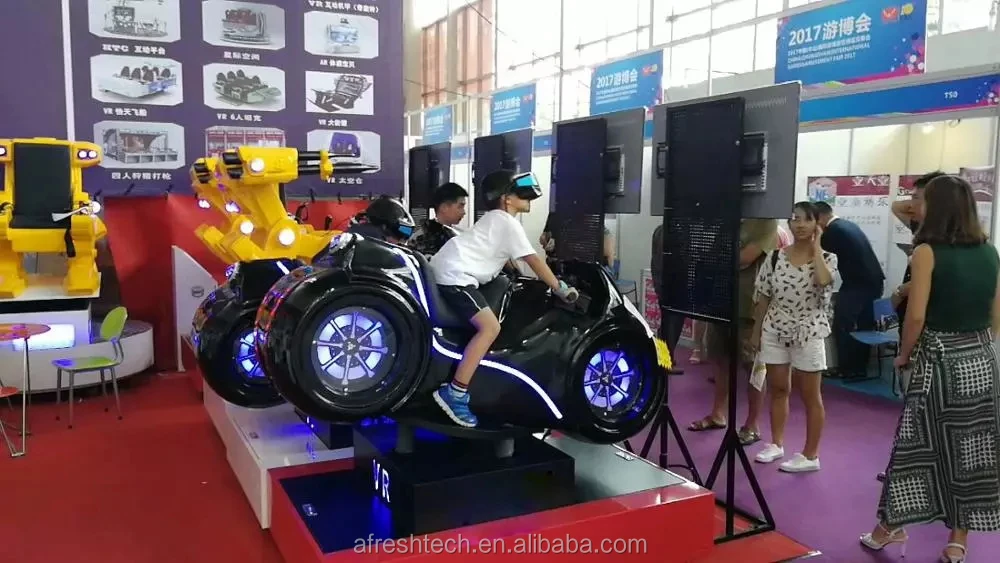VR moto driving car game simulator in mall