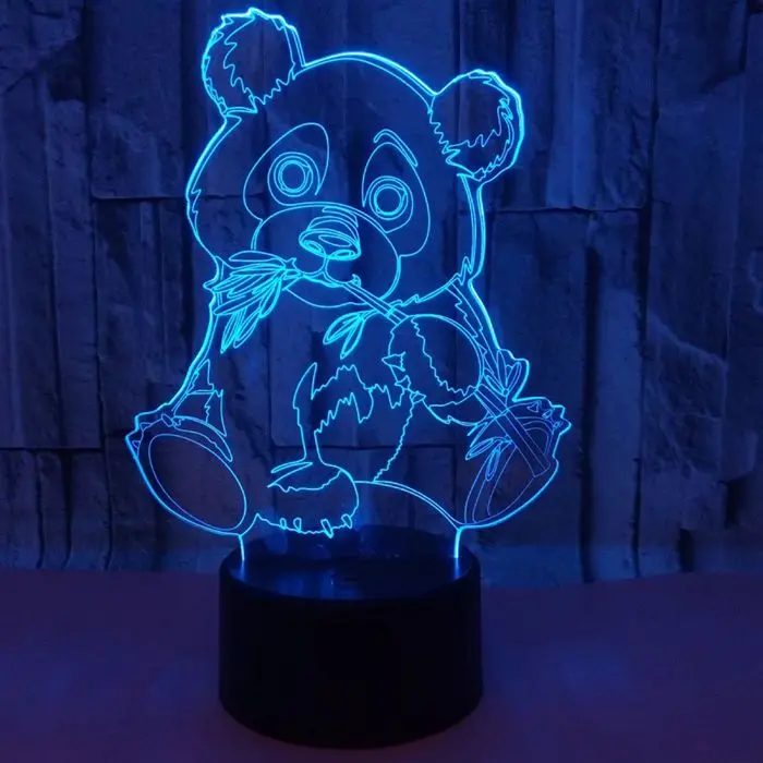 3d Lamp Panda Led Night Light Panda Bamboo Lamp Leaf Touch 7 Color ...
