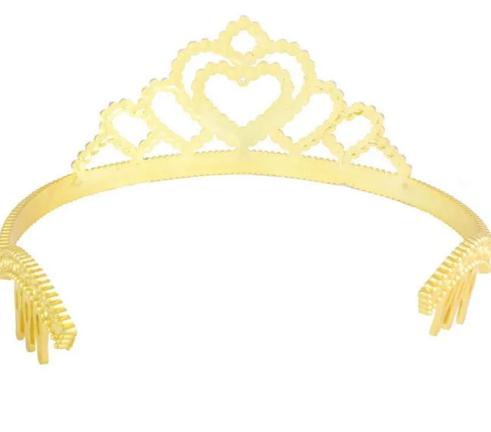 Gold Plastic Tiara W/ Combs Princess Queen Crown Halloween Sparkle