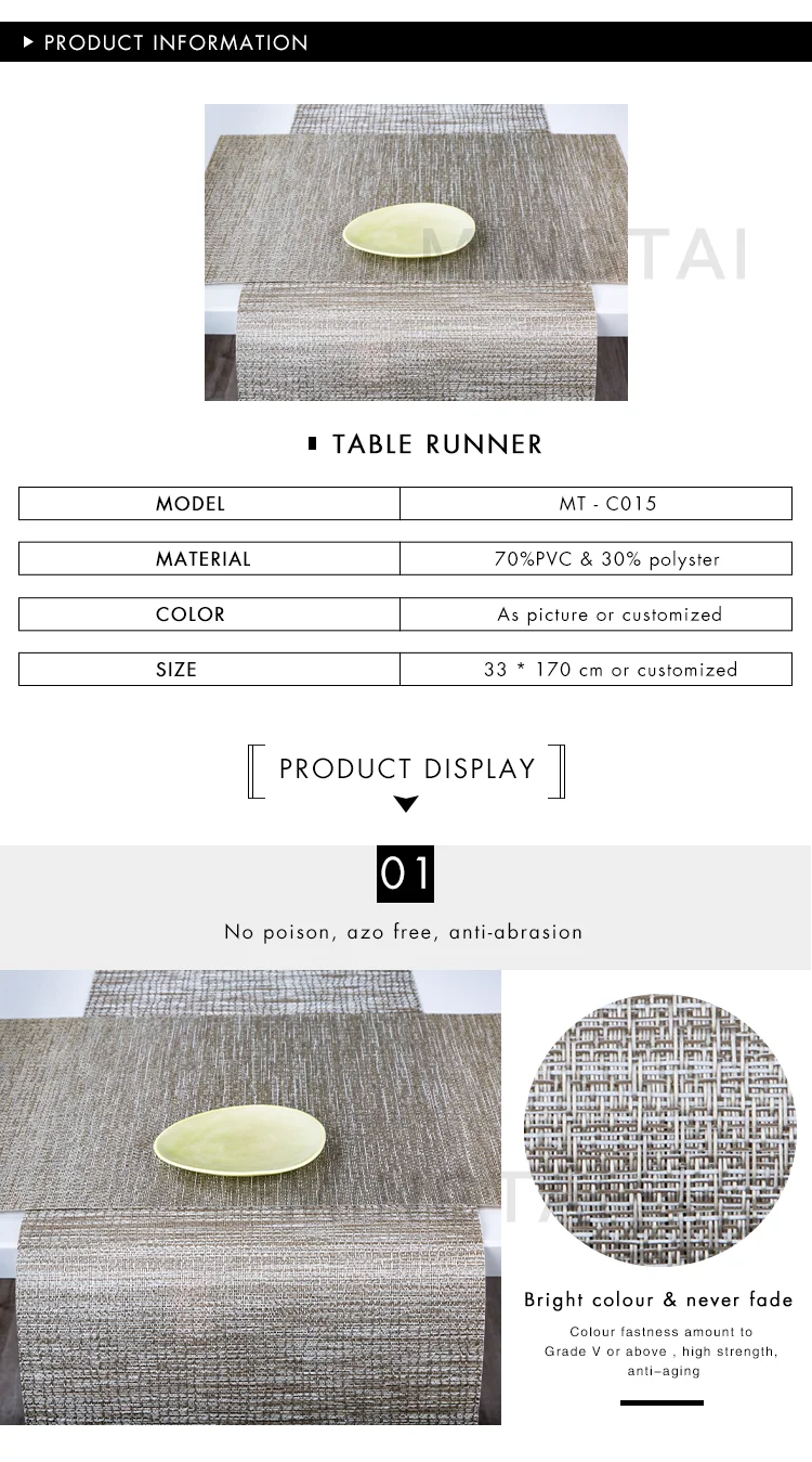 Cheap Heatresistant Waterproof Pvc Fancy Restaurant Beautiful Gold