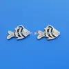 engraved jewelry tags,rhinestone fish charms metal tags, enamel charm tag custom logo