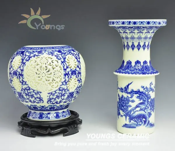 Blue And White Ceramic Porcelain Ivory Vases Buy Ivory Vase,Decorated