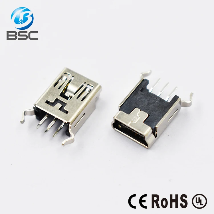 Vertical Mini Usb 5pin Type B Female Socket Connector Dip 180degree Pcb ...