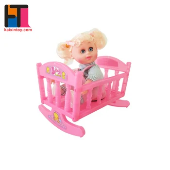 Electronic Girls Baby Doll Cribs And Bed Toy Set Plastic Cheap