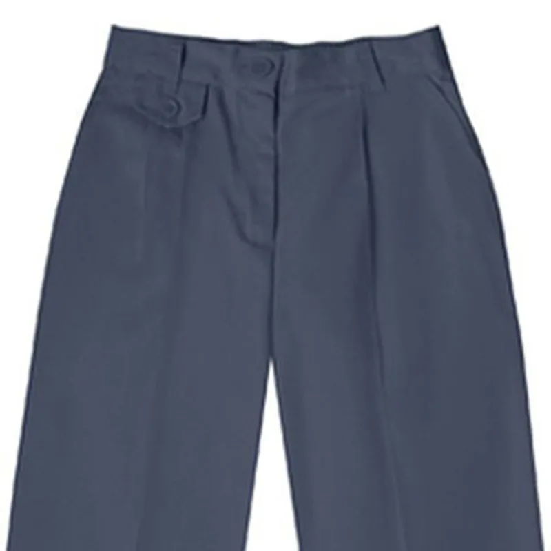 2016 Dark Navy Pleated Fly Front School Uniform Pants With Elastic