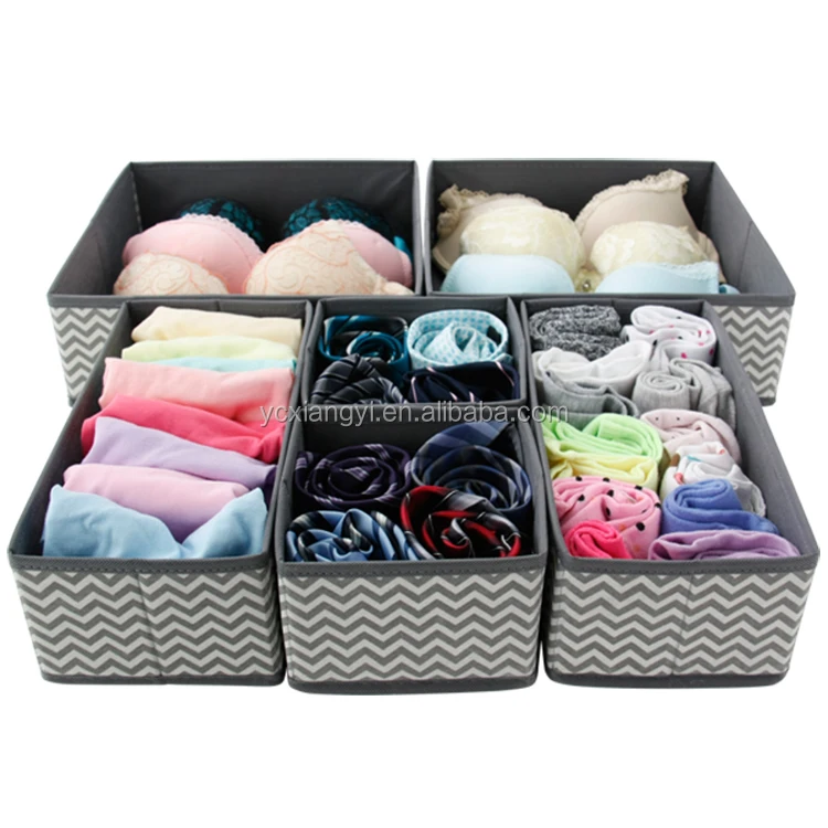 Set Of 6 Simple Houseware Foldable Cloth Storage Box Closet