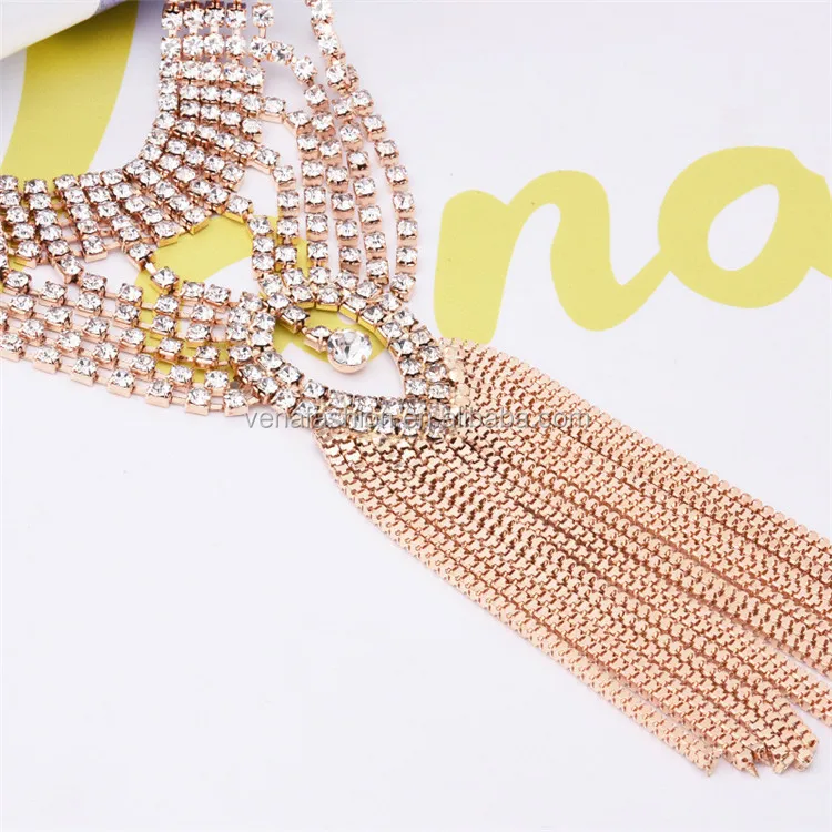 diamonds tassels chinese gold wedding women jewelry set