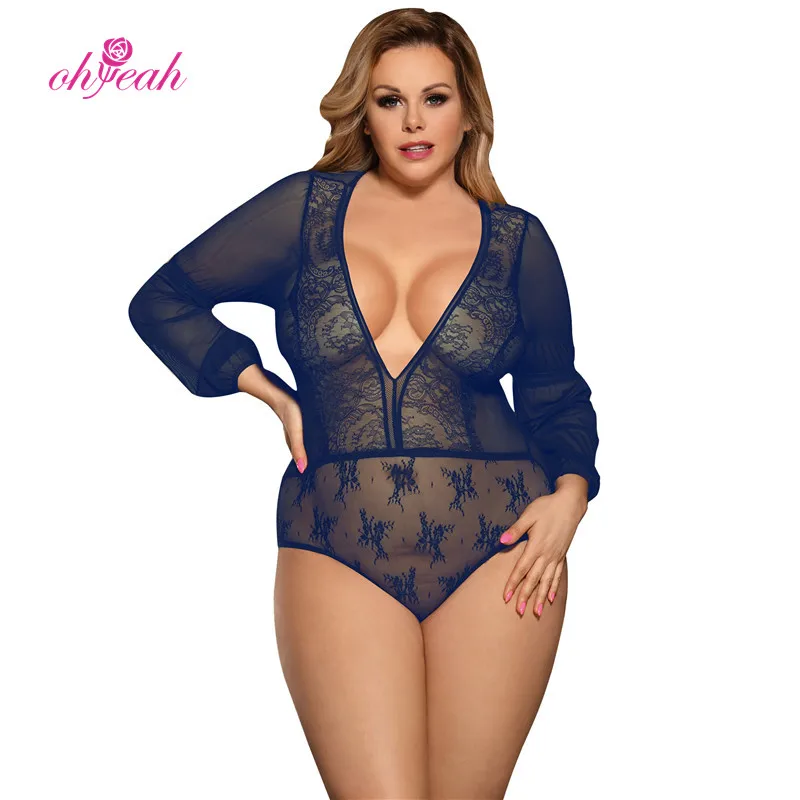 Plus Size Sexy Womens Spandex Bodysuits For Women Lace Sleeve Teddy Buy Bodysuits For Women 4704