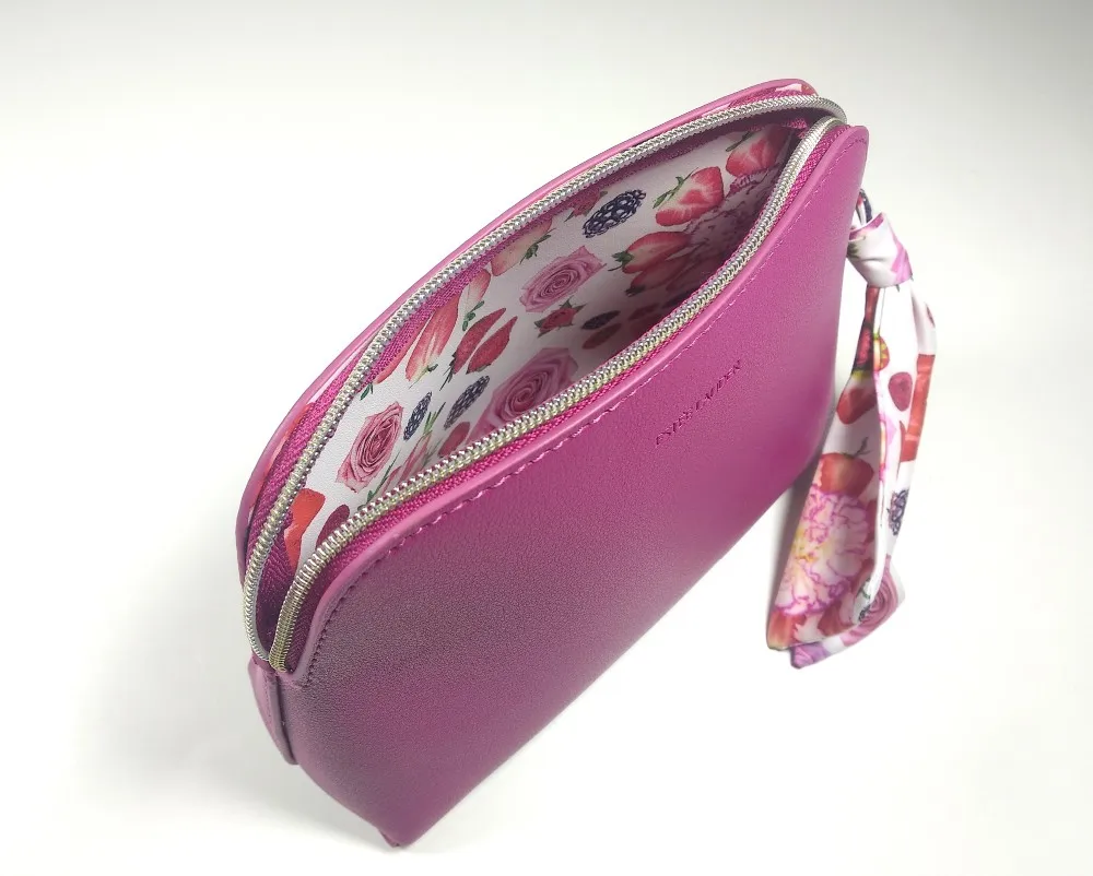 Estee Lauder Pink Faux Leather Cosmetic Bags With Cute Strawberry