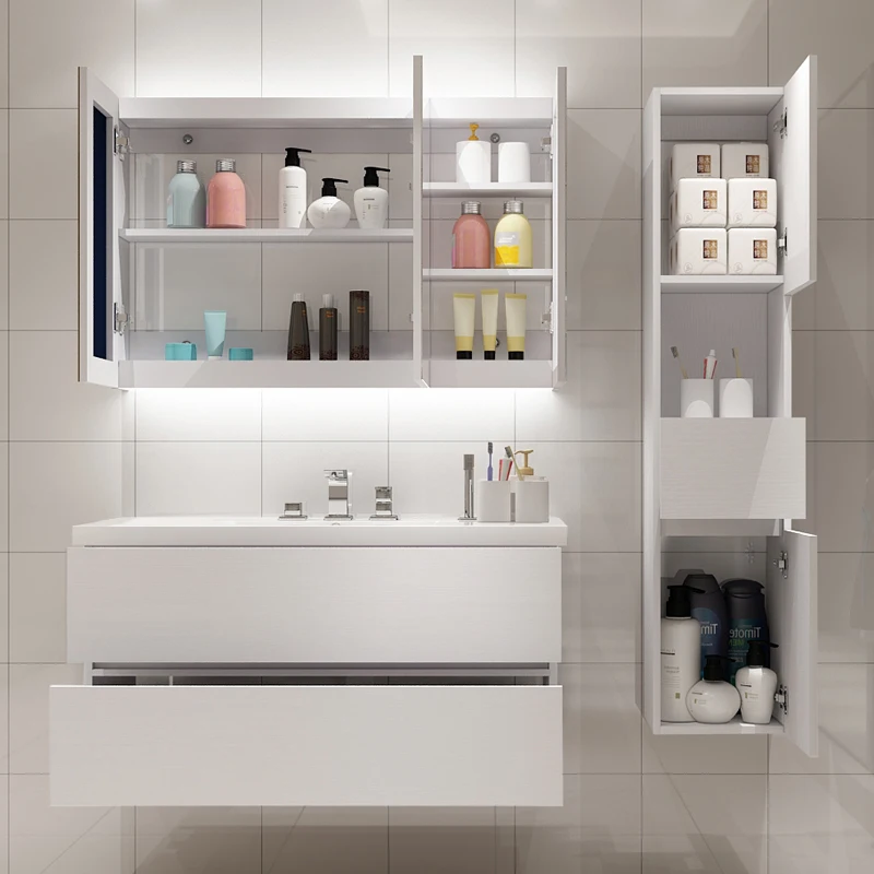 Pure White Wall Mounted Hotel Bathroom Cabinets/Cupboards