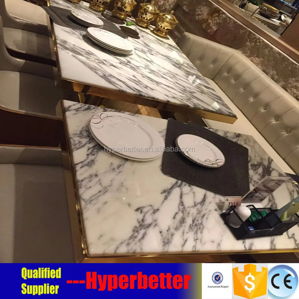 Luxury hotel Italian arabescato marble dining table