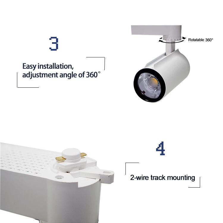 integrated aluminum heatsink 30W cob led spot track light with black white housing led light ceiling track light
