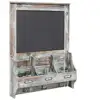 Rustic Dark Brown Wood Wall Mounted Mail Sorter Key Hook Organizer Rack w/Memo Bulletin Chalkboard Sign